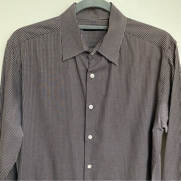 🍄3/$30 Theory Checkered Stretch Cotton Button Up Shirt - Picture 2 of 11